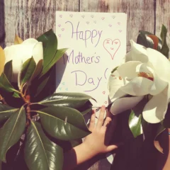 Mother's Day flowers and a handwritten card